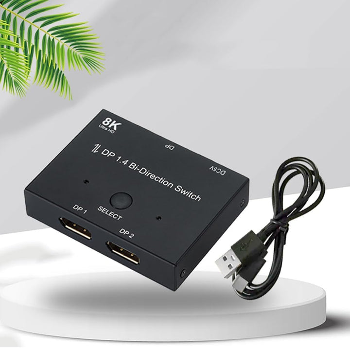 Jerilla Displayport Umschalter 8K Bi-direktionaler DP 1.4 Switcher DP Verteiler Konverter 2 In 1 Out