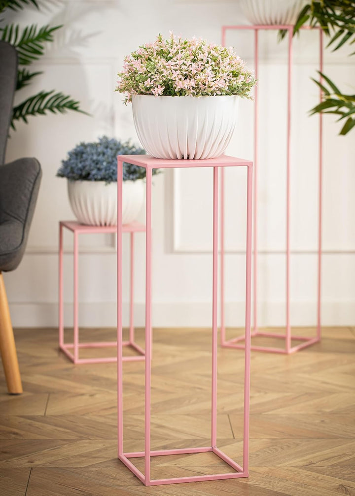 HowHomely Blumenständer Metall Rosa 70 cm Hoch - Solider und Robuster Blumenhocker Metall - Pflanzen