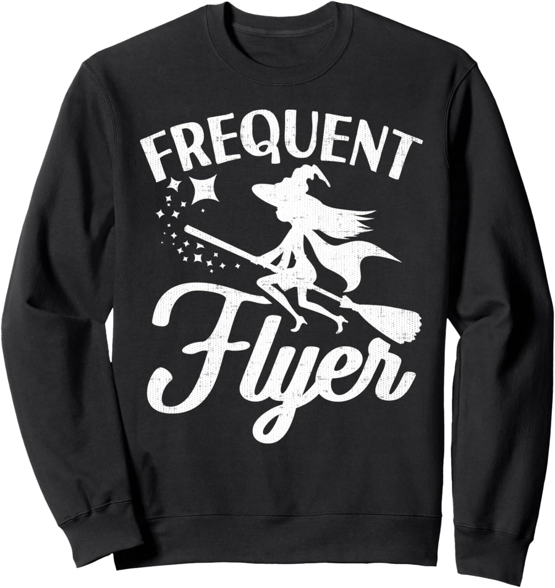 Frequent Flyer Halloween lustiger Hexenbesen fliegend gruselig Sweatshirt