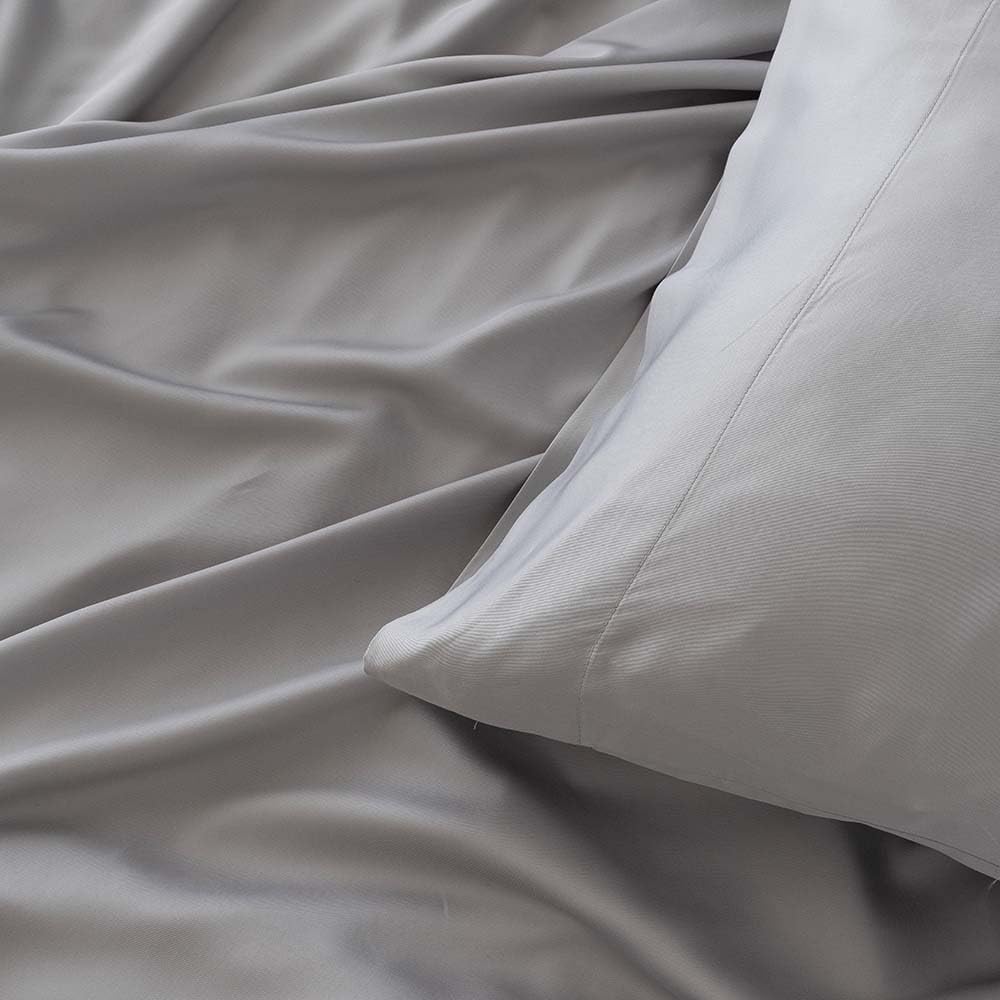 COTTON ARTean Bettwäsche-Set aus Bambus, Grau, organisch und hypoallergen, für Betten von 105 x 190/