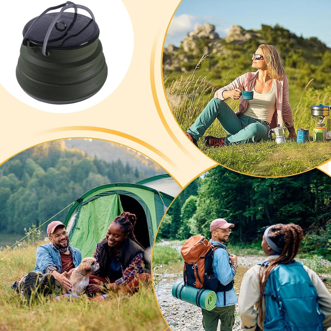Silikon-Camping-Kochtopf, faltbarer Kaffeekessel, 1,5 l Wasserbehälter mit grossem Fassungsvermögen,