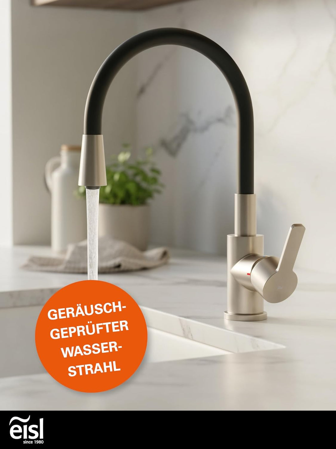 EISL Flexo Edelstahl/Schwarz Flexible Spültischarmatur, Flexo Edelstahl/Schwarz