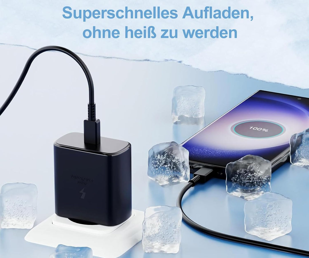 45W (USB Typ-C)(1 Weiss+1 schwarz Schnellladegerät) Android Netzteil Type C für Samsung Galaxy S24/