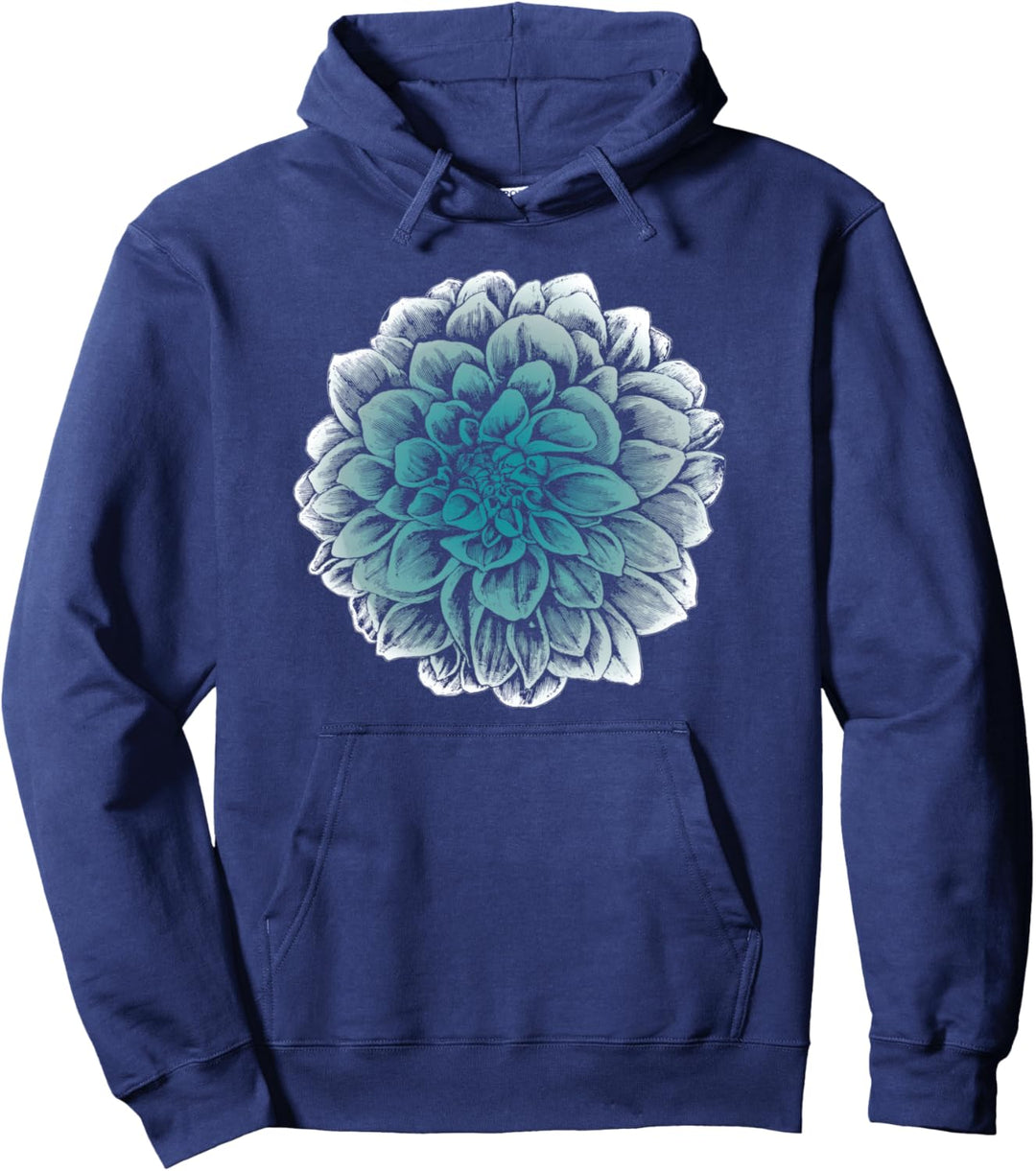 Vintage Dahlia Flower Minimalist Dark Nature Graphic Pullover Hoodie