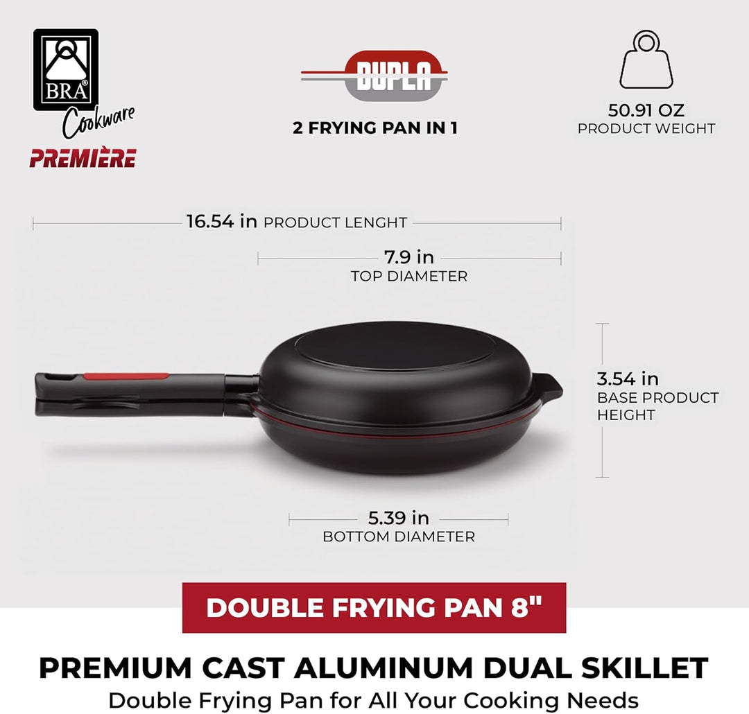 Bra Dupla Premiere Doppel-Pfanne aus Aluminiumguss mit Antihaftbeschichtung, geeignet für alle Herda