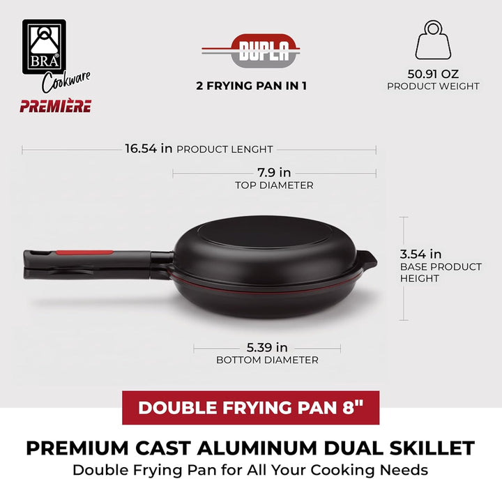 Bra Dupla Premiere Doppel-Pfanne aus Aluminiumguss mit Antihaftbeschichtung, geeignet für alle Herda