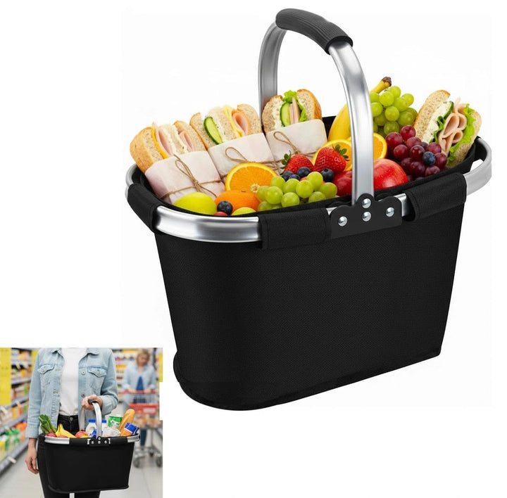 21L Faltbar Einkaufskorb,Picknickkorb,Tragekorb mit gepolstertem Griff,ideal für Einkaufen,Picknick