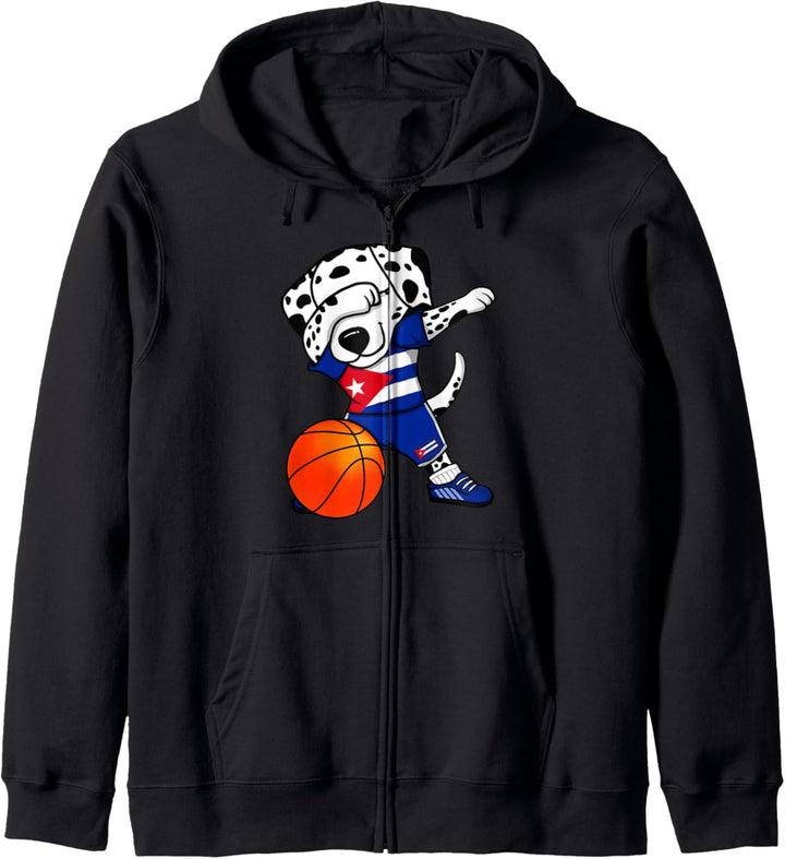 Dabbing Dalmatiner Hund Kuba Basketball Mannschaft Sport Kapuzenjacke