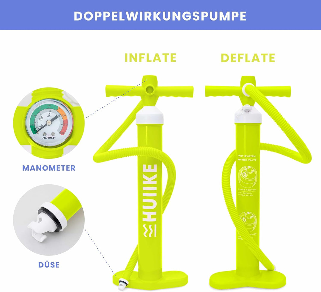 Sup Pumpe Doppelhub - HUIIKE | Pumpe Stand Up Paddle 15 PSI, Luftpumpe Sup Handpumpe Stabil | Handpu