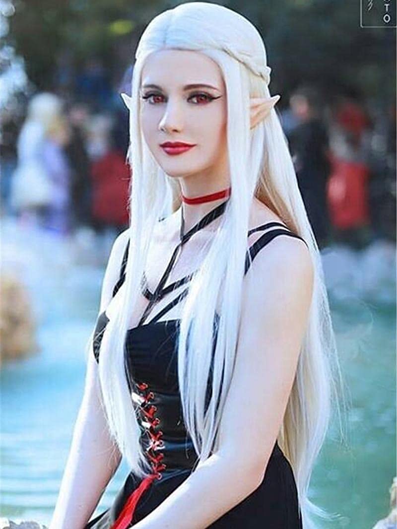 60# Blonde Lace Front Perücke Lange Gerade 13x4 Lace Hitzebeständige Synthetik für Tägliche Cosplay