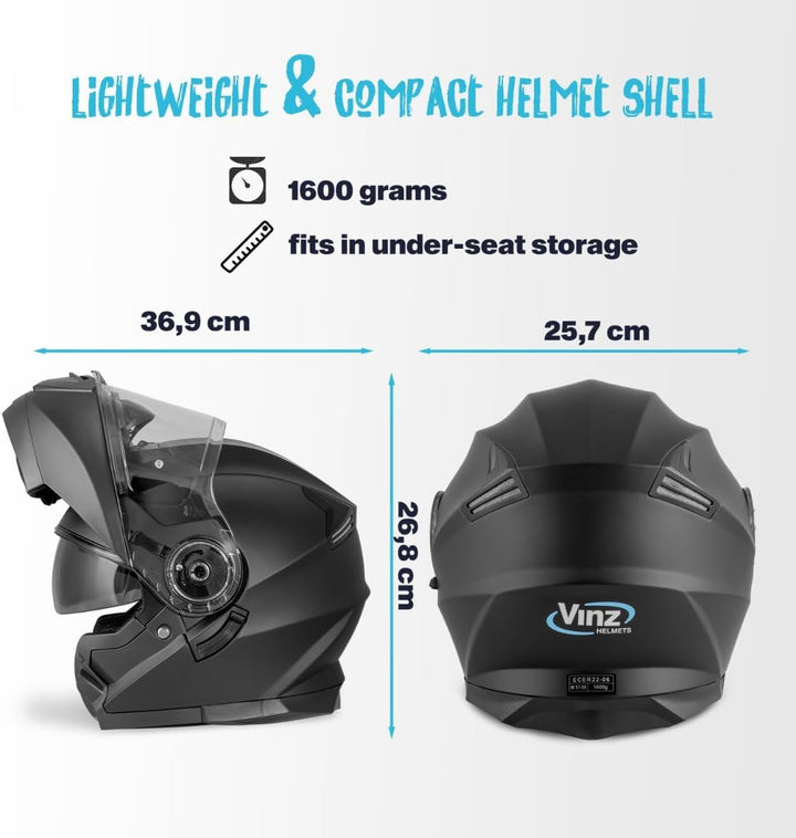 VINZ Santos Klapphelm mit Sonnenblende | ECE 22.06 & PINLOCK vorbereitet | Motorrad Helm Integralhel
