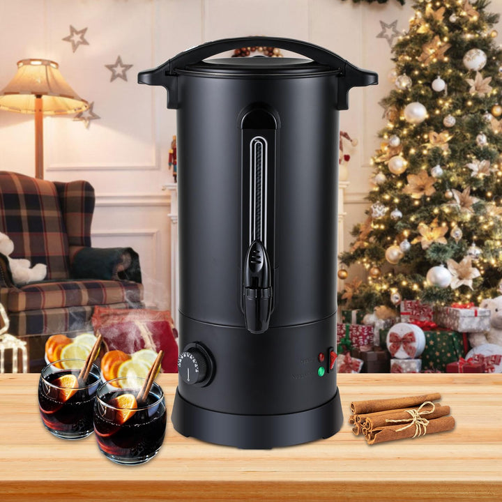 Glühweinkocher 10L, 1800W Glühweinkocher mit Zapfhahn Thermostat,Einkochtopf Edelstahl mit Überhitzu