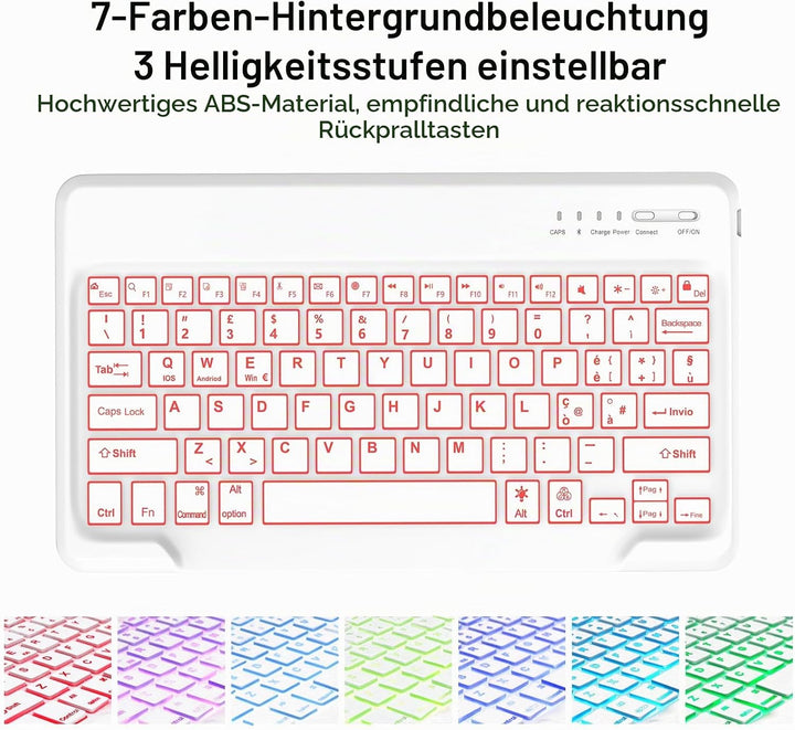 Hülle Beleuchtete Tastatur für Air 13 Zoll (2025/2024) M3/M2, QWERTZ Magnetisch Abnehmbare Keyboard