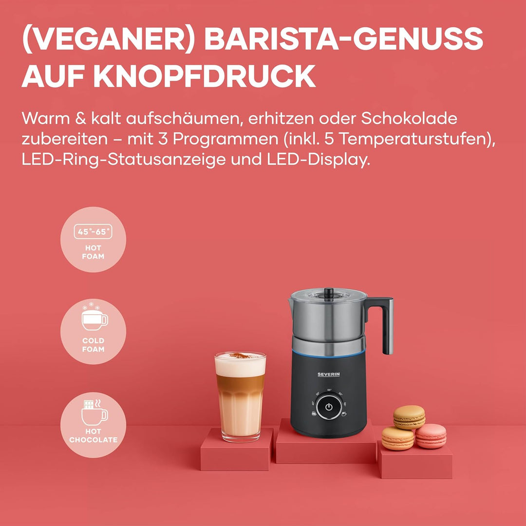 SEVERIN SPUMA 700 Induktions-Milchaufschäumer, elektrischer Milchaufschäumer ohne Anbrennen, spülmas