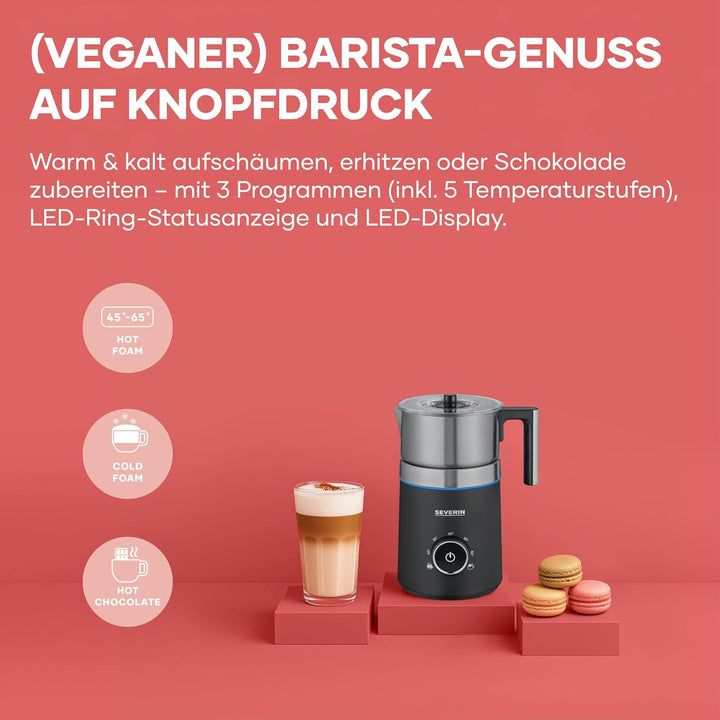 SEVERIN SPUMA 700 Induktions-Milchaufschäumer, elektrischer Milchaufschäumer ohne Anbrennen, spülmas