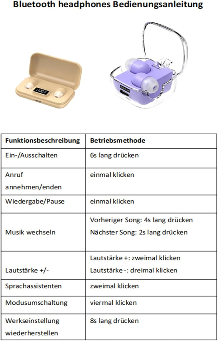 Unsichtbare kleine Schlaf Kopfhörer kabellos Bluetooth im Ohr Wireless in Ear Mini Kopfhörer Sleep E