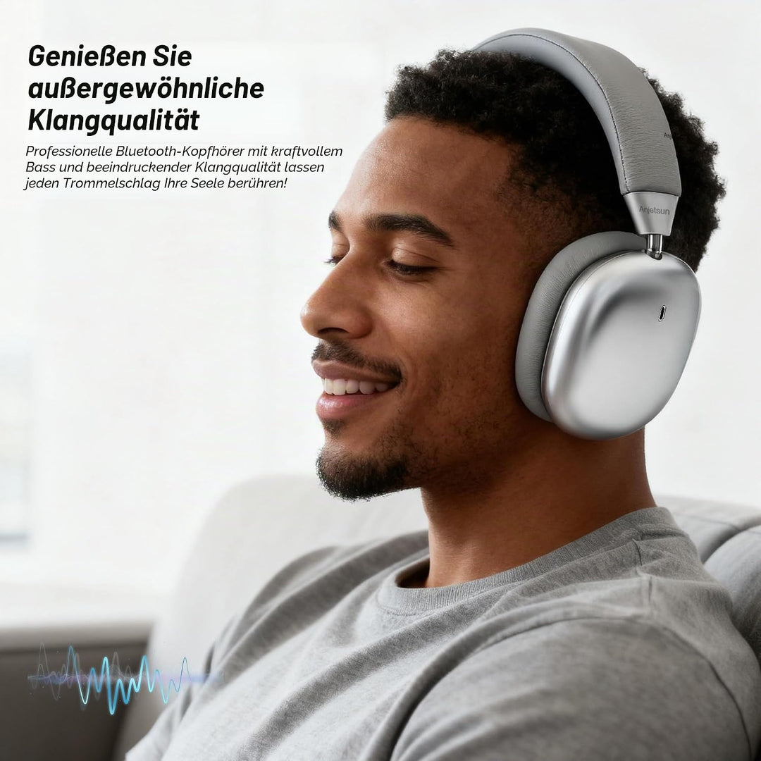 Kabellose Kopfhörer, Noise Cancelling Kopfhörer für die Arbeit, 80H Spielzeit, Wireless 5.4 Over Ear
