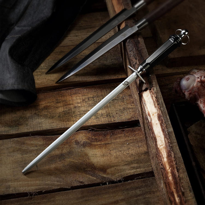 MITSUMOTO SAKARI 44 cm Runder Wetzstahl, Profi Wetzstein, Japanischer Kohlenstoffstahl Knife Sharpen