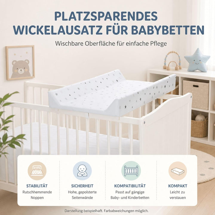 Fillikid Wickelplatte inkl. Wickelauflage Exklusiv | Wickelaufsatz zum Aufsetzen auf Baby- &amp; Kinderb