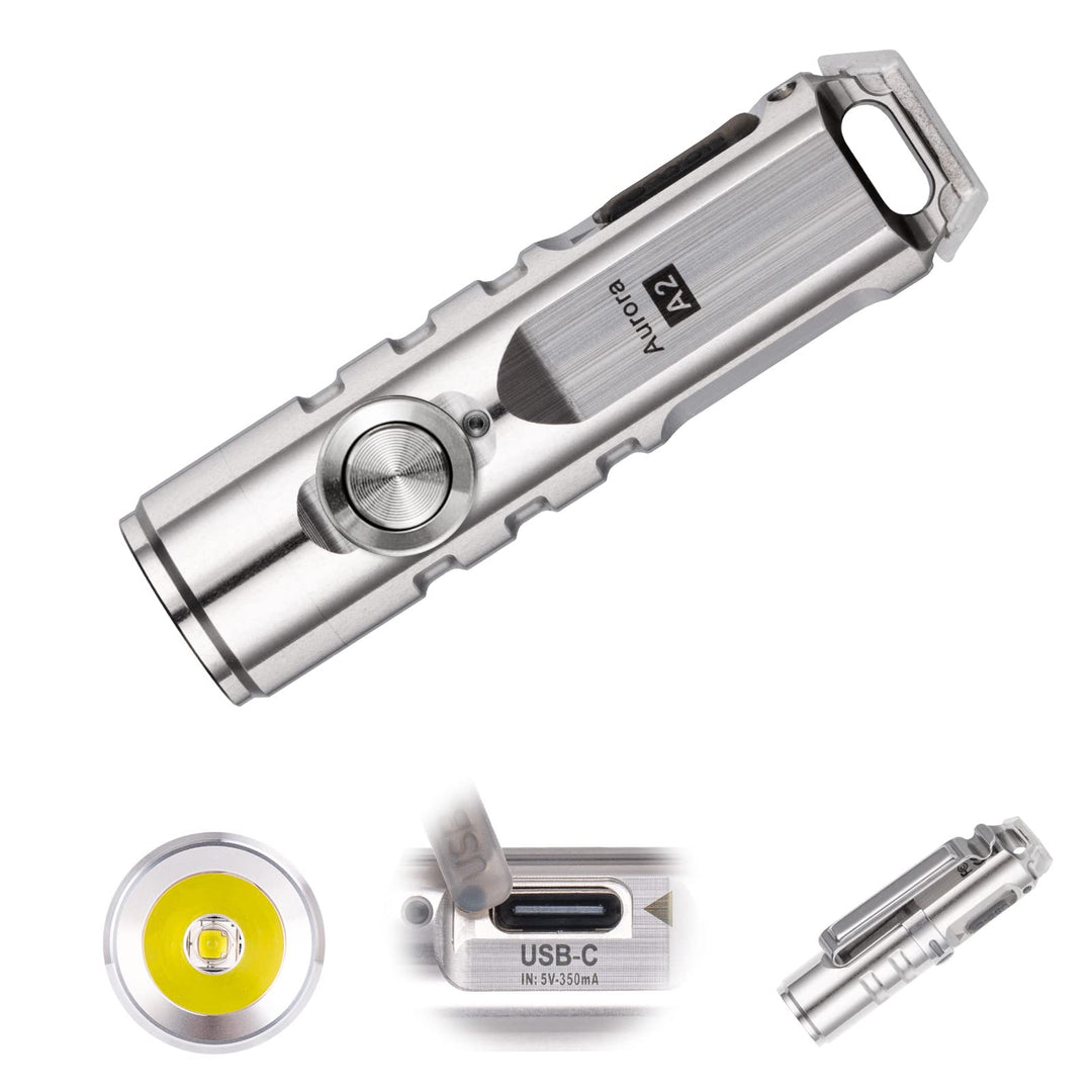 RovyVon A2 G4 wiederaufladbare USB C Schlüsselanhänger Taschenlampe, 650 Lumen 6500 K kühles Weiss s