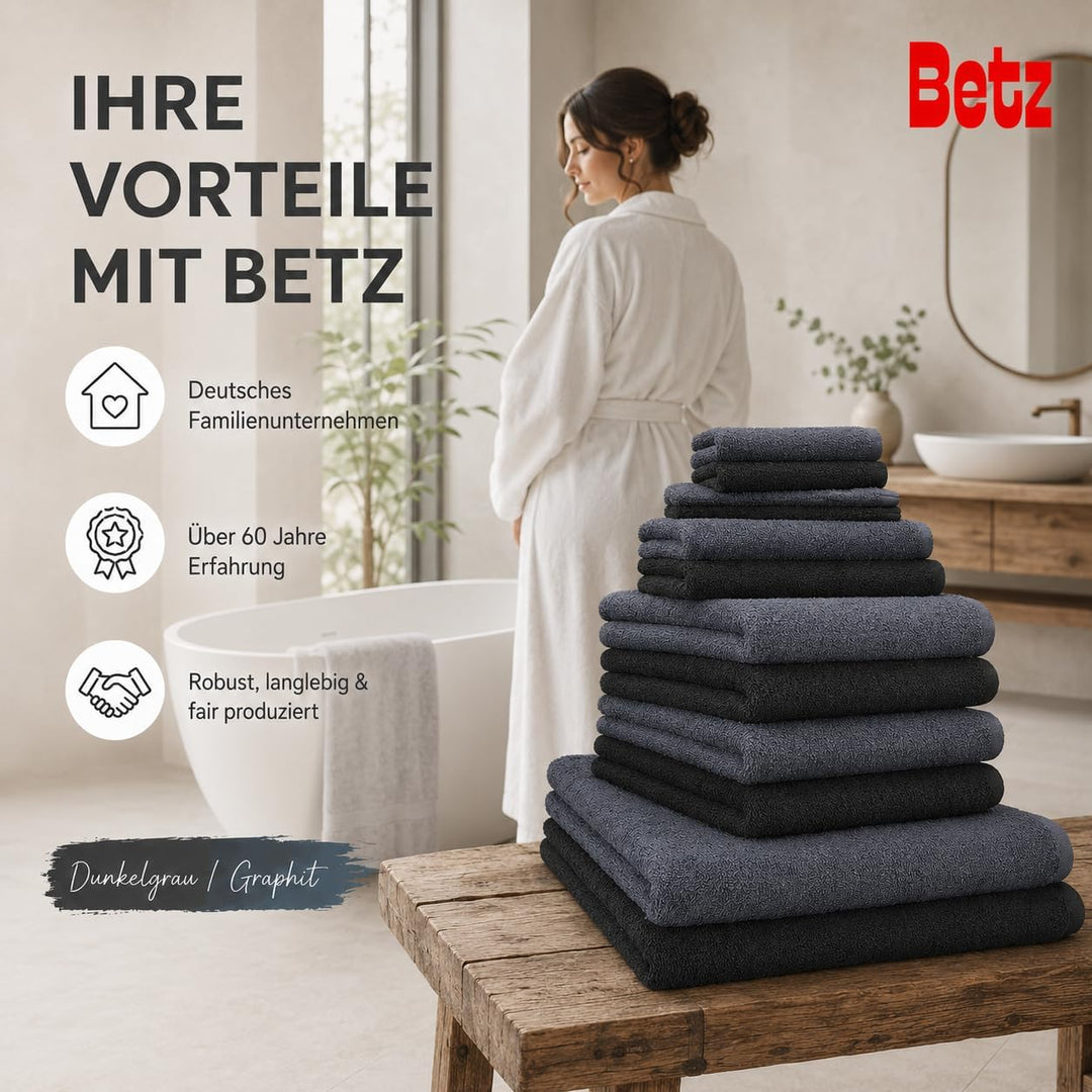 Betz 12 TLG. Handtuch Set Berlin 100% Baumwolle 2 Liegetücher 4 Handtücher 2 Gästetücher 2 Seiflappe