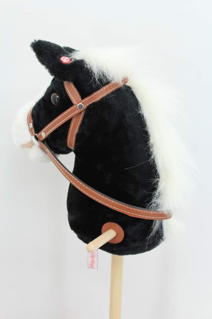 Sweety Toys 5093 Steckenpferd BLACKY super-süss, mit Funktion. Ohr drücken, Galopp und Pferdegewiehe