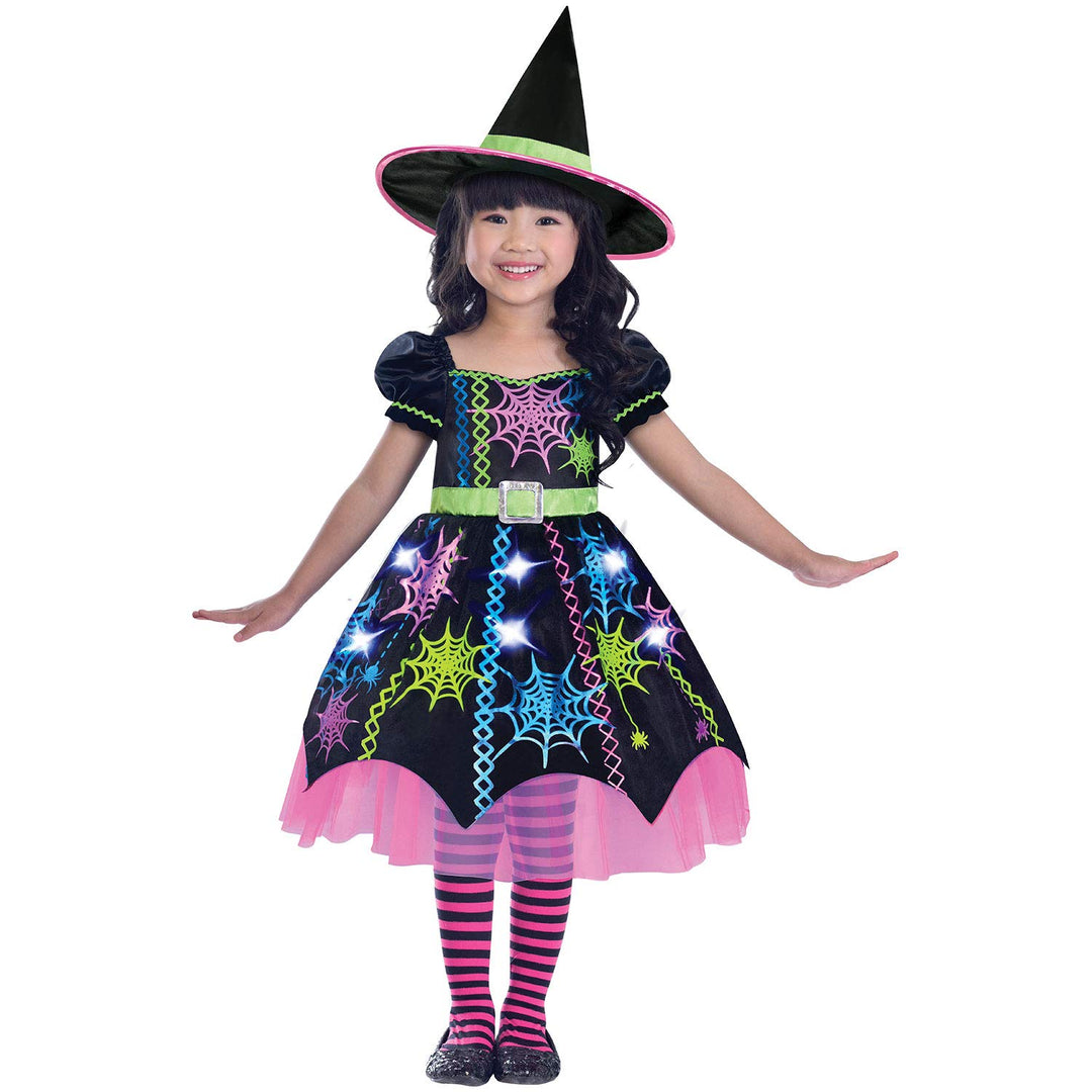 Amscan - Kinderkostüm Spinnenhexe, Kleid und Hexenhut, Mottoparty, Karneval, Halloween 3-4 Jahre, 3-