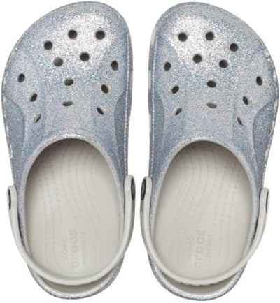 Crocs Unisex Kinder Baya Clog T Holzschuh 19/20 EU Glitter Silver, 19/20 EU Glitter Silver
