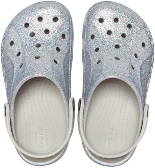 Crocs Unisex Kinder Baya Clog T Holzschuh 19/20 EU Glitter Silver, 19/20 EU Glitter Silver