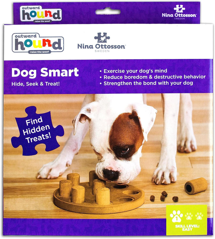 Outward Hound Nina Ottosson Dog Smart Treat Puzzle Enrichment Toy, Level 1 Beginner, Tan, Composite,
