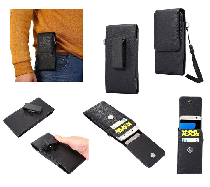 Magnetic Leather Card Holder Case Belt Clip Rotary 360 for Sony Xperia XZ1-COMPACT - Black