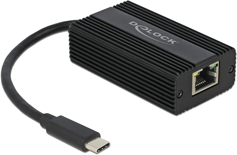 DeLock USB C Adapter/Thunderbolt 3 auf Gigabit Ethernet LAN 2, 5 Gbit NBase-T 2.500 Mbps RJ45 Buchse