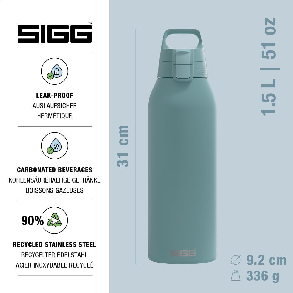 Sigg - Edelstahl Trinkflasche - Shield ONE - Für Kohlensäurehaltige Getränke Geeignet - Auslaufsiche