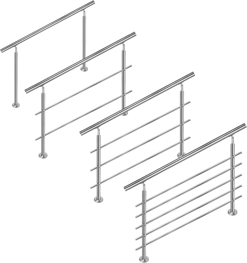 XMTECH Geländer Treppengeländer Handlauf Ø42mm aus Edelstahl, Brüstung Treppe Bausatz mit Querstab f