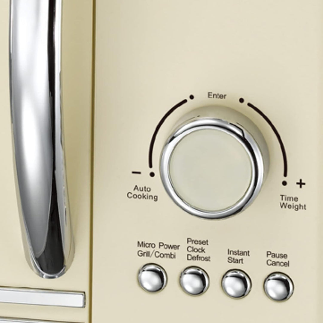 MELISSA 16330128 Retro Mikrowelle/1000 Watt/23 Liter Garraum,Design Mikrowelle mit Grill/Creme Farbe