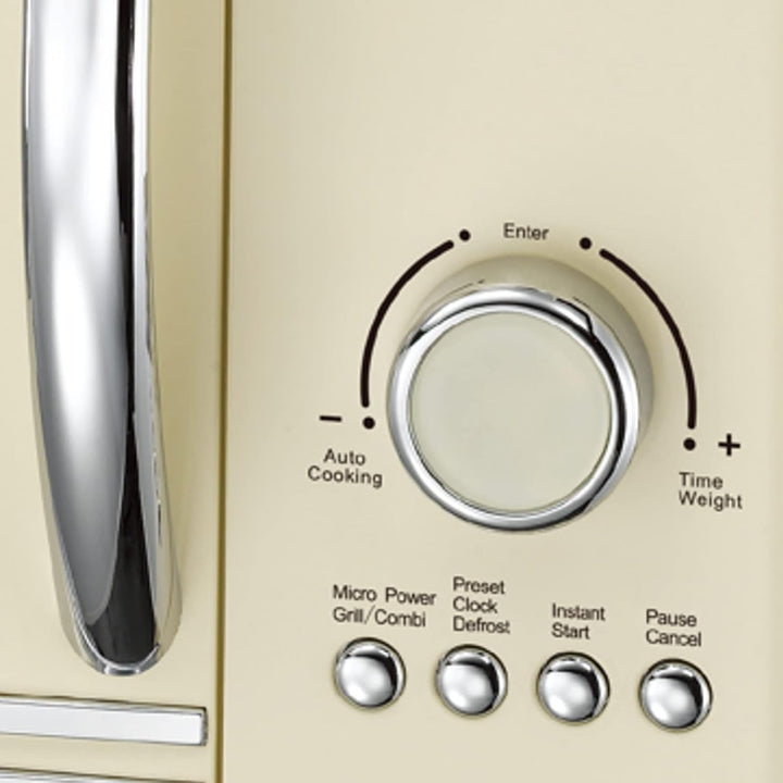 MELISSA 16330128 Retro Mikrowelle/1000 Watt/23 Liter Garraum,Design Mikrowelle mit Grill/Creme Farbe