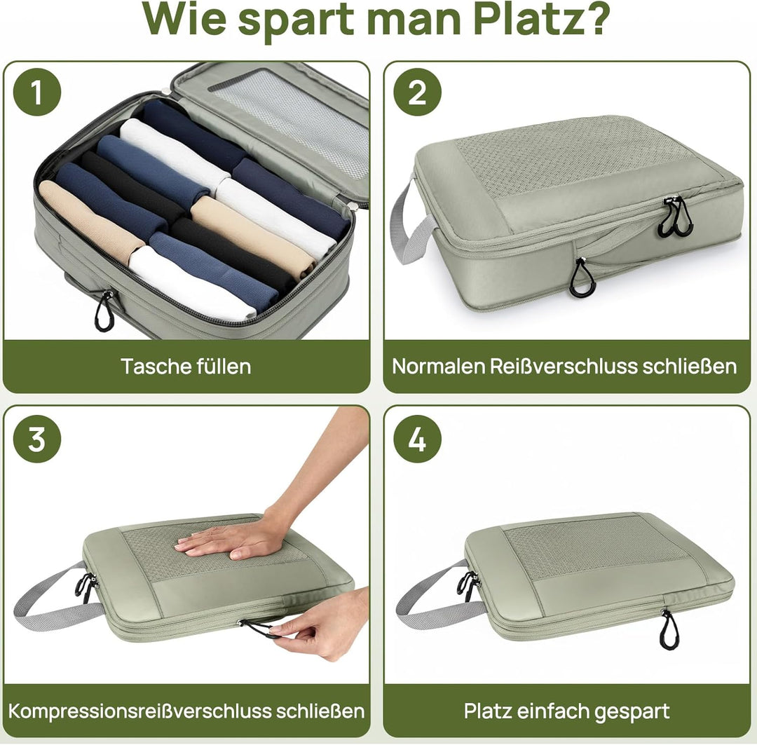 Koffer Organizer Kompression Set, Packwürfel Set Kompression Ihres Reisegepäcks, Compression Packing