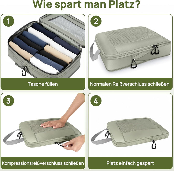 Koffer Organizer Kompression Set, Packwürfel Set Kompression Ihres Reisegepäcks, Compression Packing