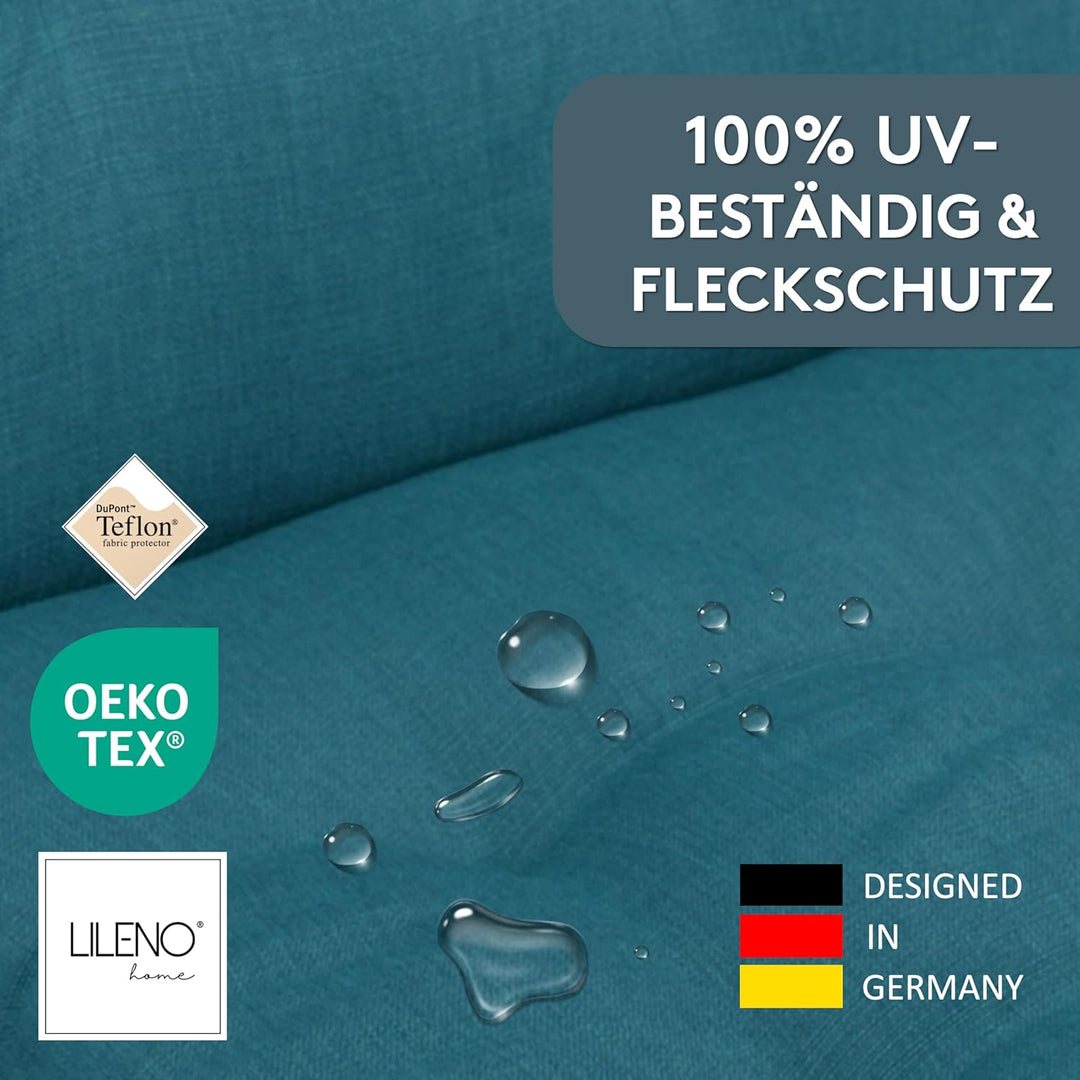 LILENO HOME Gartenstuhl Auflagen als [2er Set - Hochlehner] in Petrol - Bequeme Liegen als Sitzaufla