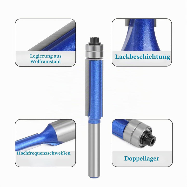Yuentoen 4 Stück Bündigfräser Fräser Set,Blau Bündigfräser 1/4 Zoll Schaft, Doppelseitiger Fräser mi