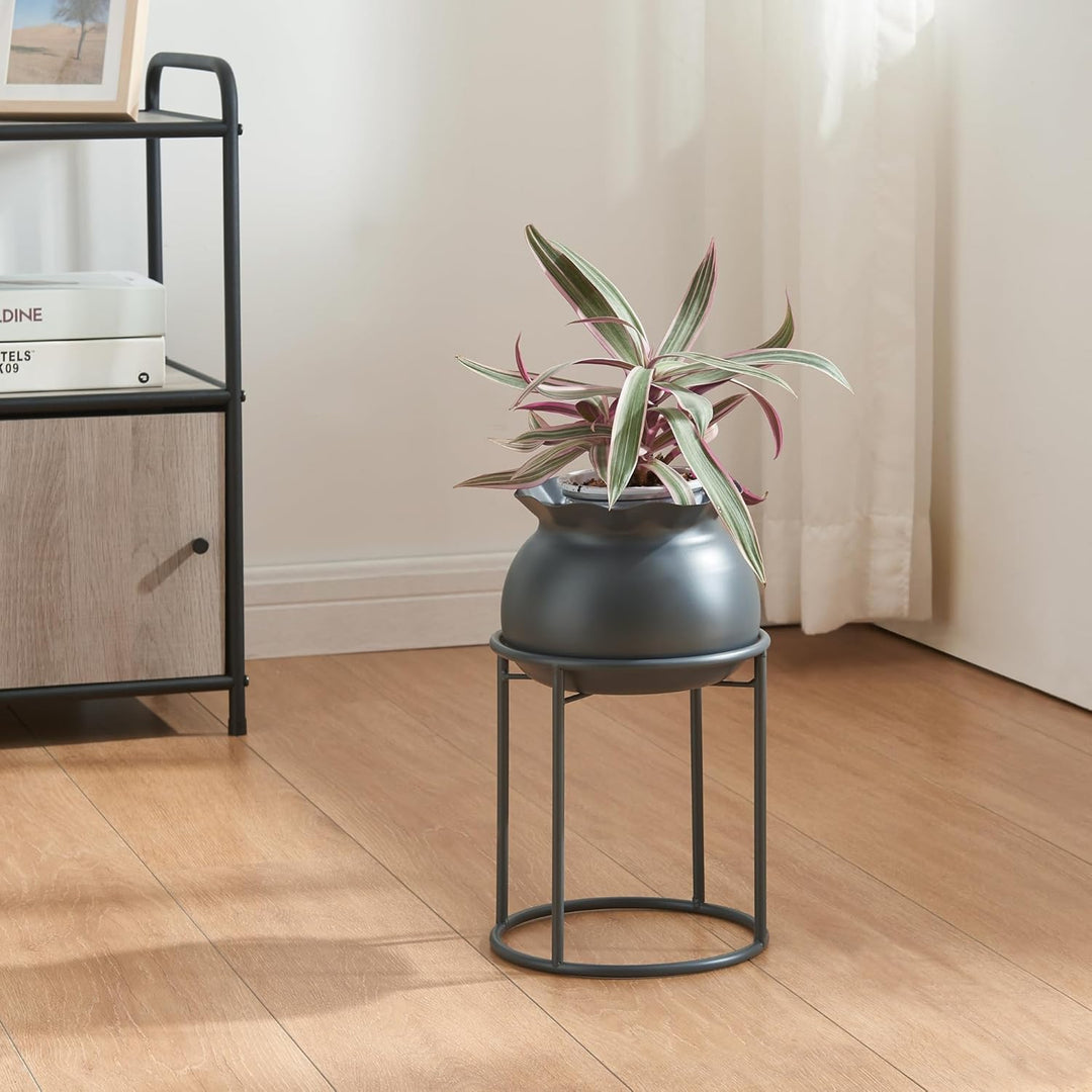 [en.casa] Blumenständer Assen Pflanzenständer mit Blumentopf Metall Schwarz Pflanzenregal 31,5 x 19,