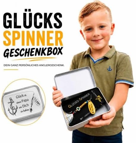 Anglergeschenk mit Gravur - Männer - Frauen - Angelköder - Angelhaken - Spinner - Glücksfisch (Herzl