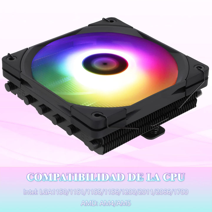 Thermalright AXP120-X67 BLACK ARGB Low-Profile-CPU-Luftkühler mit recht 120-mm-TL-C12015B-S PWM-Lüft