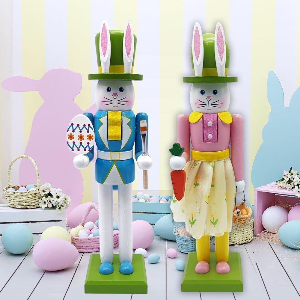 Wudaizhi Osterhasen-nussknacker-Dekoration – Holzhasenfiguren Als Frühlingsdekoration Für Zuhause, B