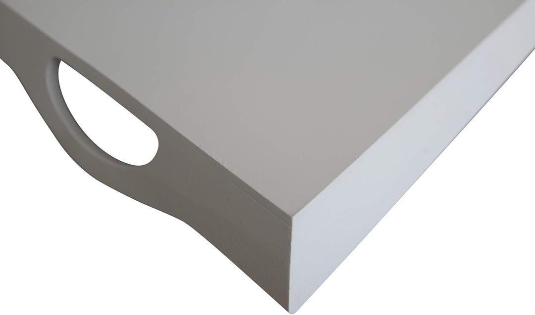 elbmöbel Holz-Tablett in weiss rechteckig, Sweet Home Aufdruck, Griffe und erhöhter Rand (43 x 28cm)