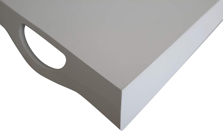 elbmöbel Holz-Tablett in weiss rechteckig, Sweet Home Aufdruck, Griffe und erhöhter Rand (43 x 28cm)