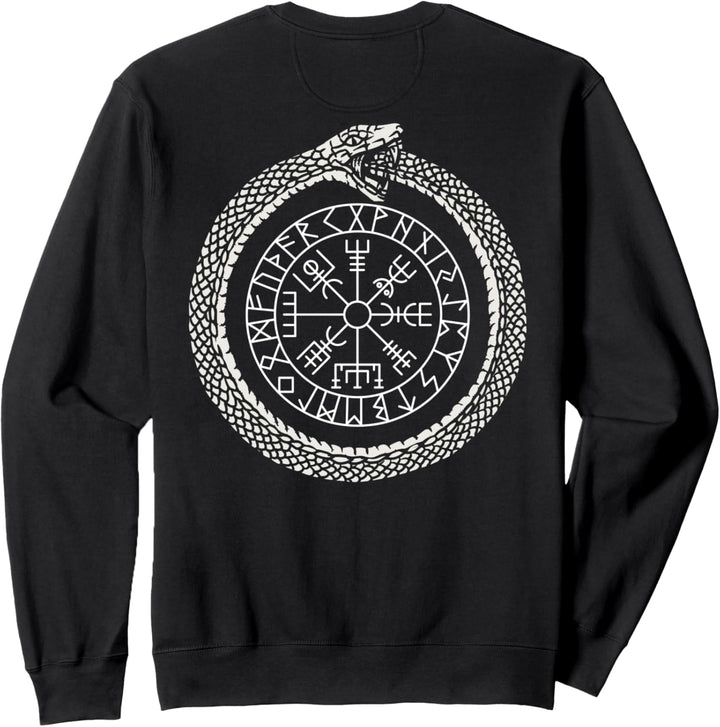 Mystischer Ouroboros Altes Wikingersymbol Vegvisir (on back) Sweatshirt