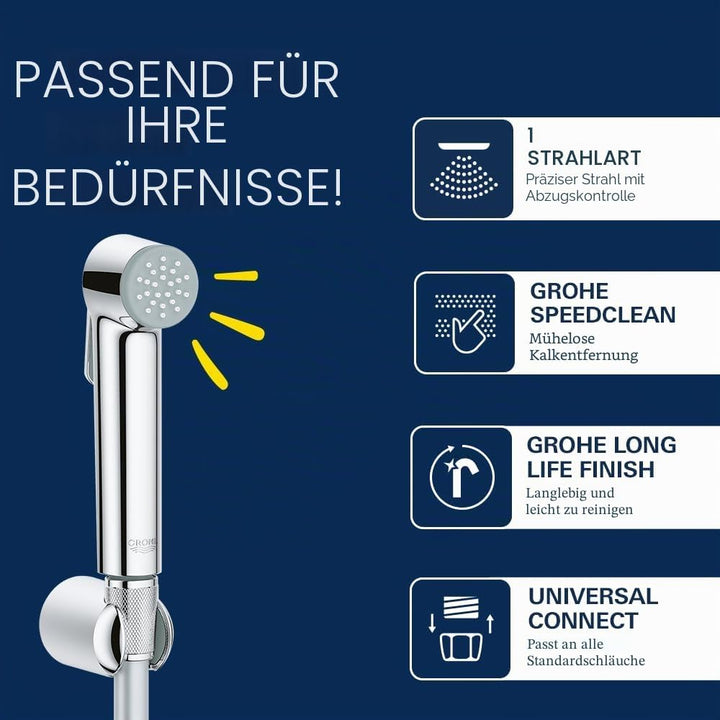 GROHE Tempesta-F - Handbrause mit Wandhalterset (1 Strahlart, Kunststoff, mit Wandhalterung und Schl