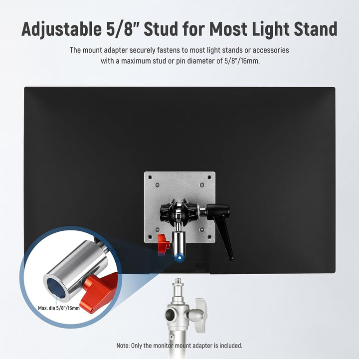 NEEWER Monitor Mount Adapter mit VESA Halterung, Aluminium Lichtstativ Adapter, Zwei 360° Kugelgelen