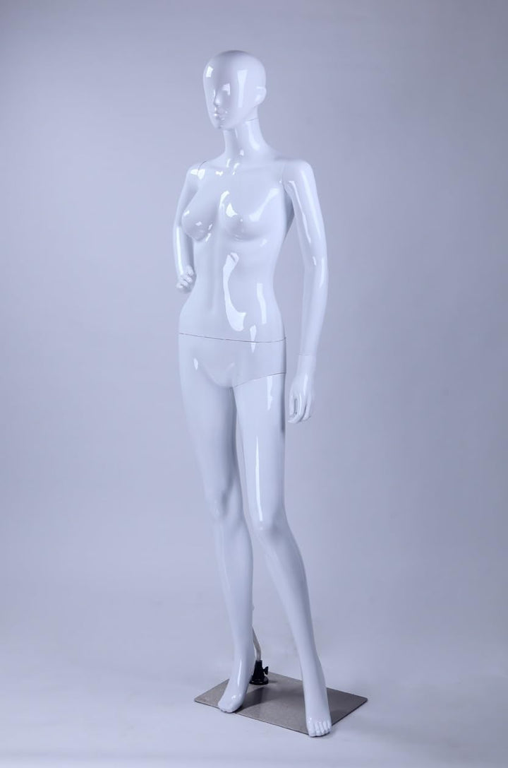 weibliche Schaufensterpuppe LF3-B abstrakte Weiss in Glanz Nase und Mund geformt (Frau LF3-B weiss g